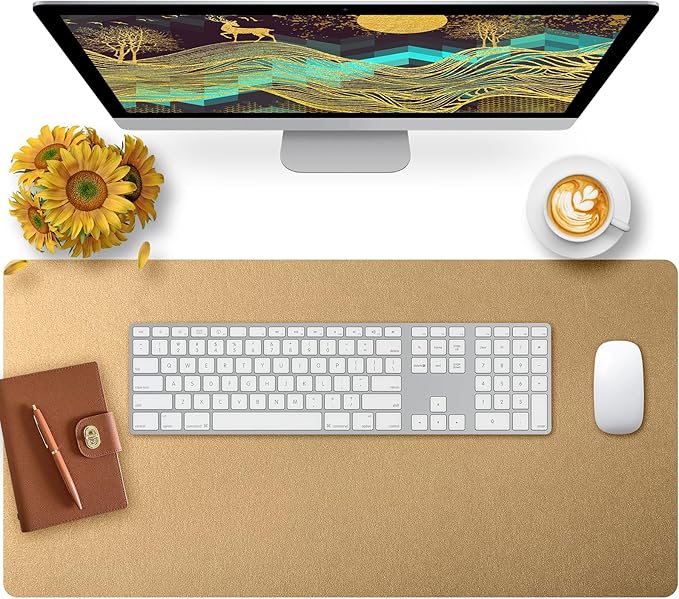 Bloss Gold Desk Mat, PU Large Mouse Pad by Bloss