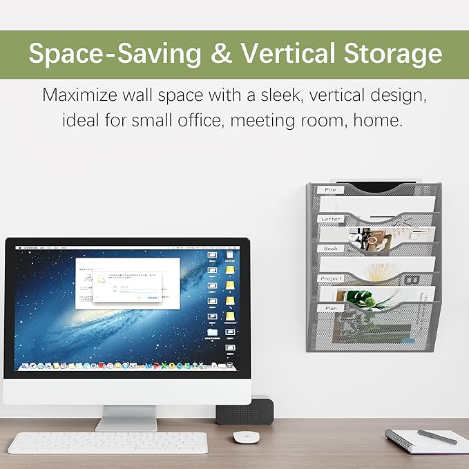 EasyPAG 5 Pocket Mesh Wall File Organizer, Hanging Paper Folder Holder - Image 2