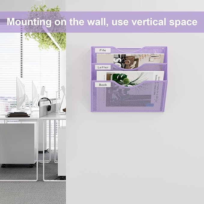 EasyPAG 3 Pocket Mesh Wall File Organizer, Hanging Paper Folder Holder - Image 4