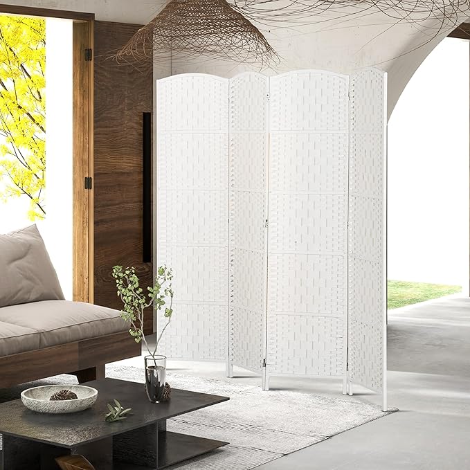 HOMCOM Room Divider, 4 Panel Folding Privacy Screen, 6FT Tall Portable Wicker - Image 6