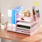 marbrasse desk organizer with file holder, 5-tier paper, close-up detail