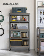 songmics 5-tier storage shelves, load 2310 lb, garage shown in use
