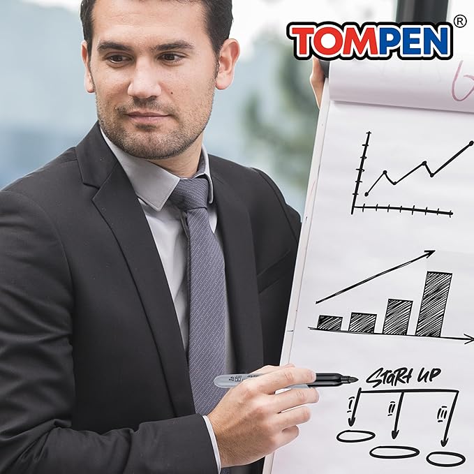 TOMPEN Black Permanent Markers Bulk Fine Tip 500 Pack, Use - Image 3