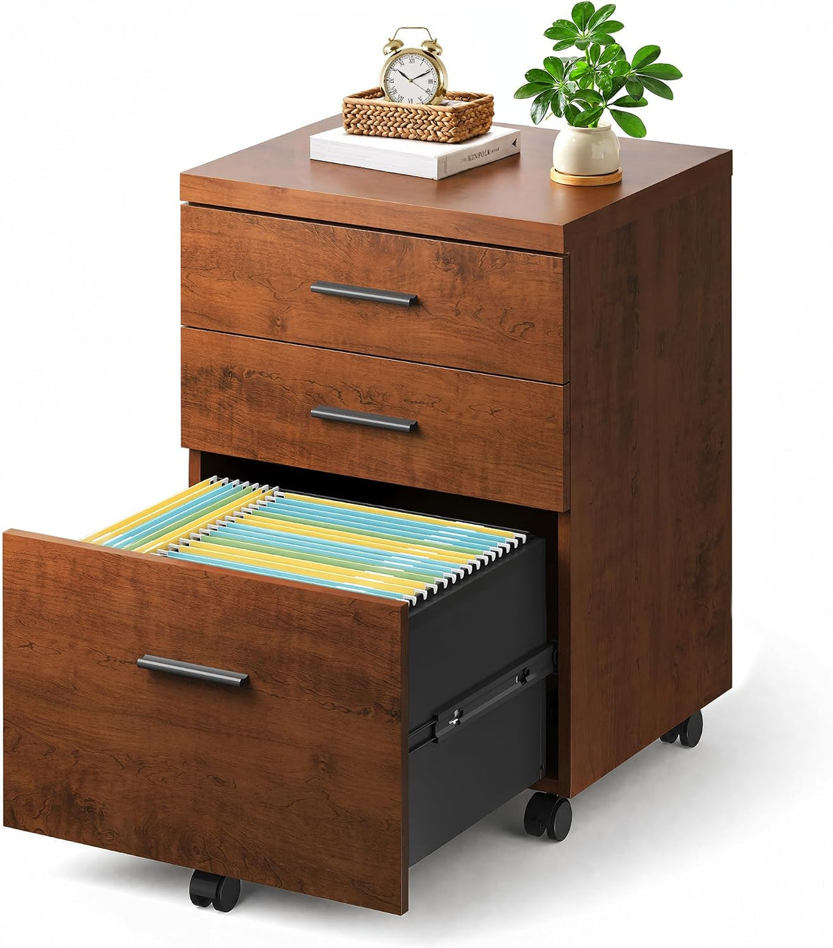 devaise 3 drawer file cabinet, wood under desk, main product view