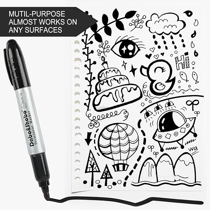 Dabo&Shobo Permanent Markers Jumbo Size, Bullet Tip, Large Black Permanent - Image 6