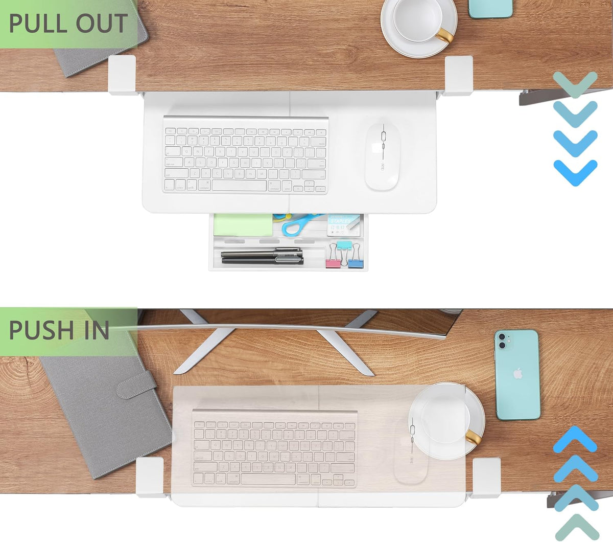 ETHU Small Keyboard Tray Under Desk with C-Clamp, 19.7x11.81", White