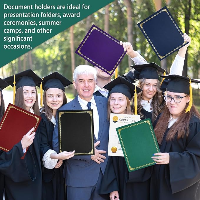 gisgfim 15Pcs Certificate Holders Diploma Covers Single Sided Gold Foil Border - Image 6