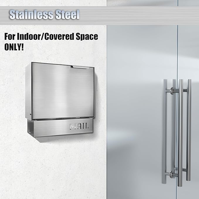 Pochar Stainless Steel Mailbox for Walls, Heavy Duty Wall Mounted Mailbox - Image 8