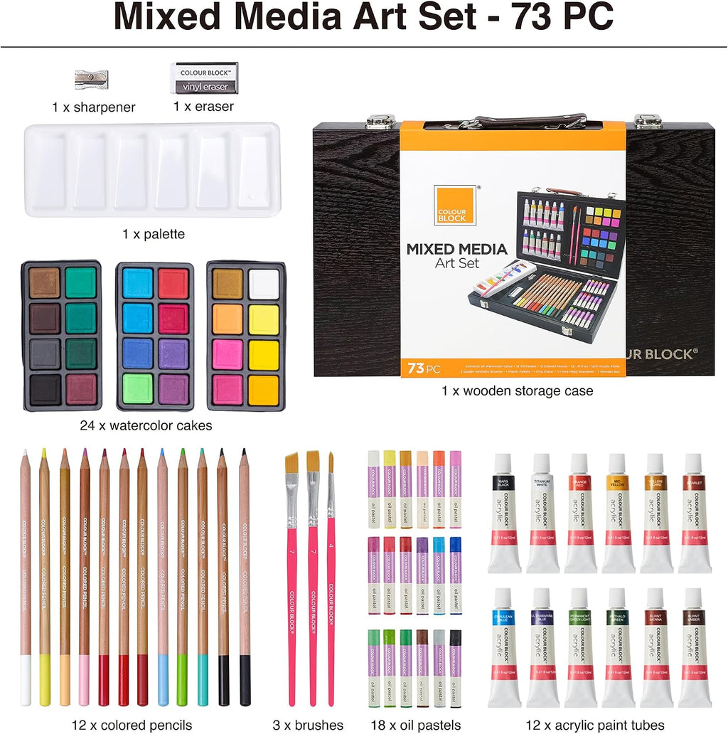 colour block 73-piece art set – premium art, close-up detail
