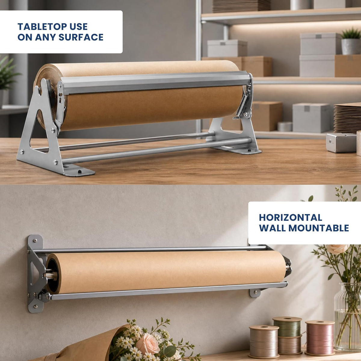 DIY Crew 18 Inch Paper Roll Dispenser and Cutter - Heavy-Duty Wall Mountable,...