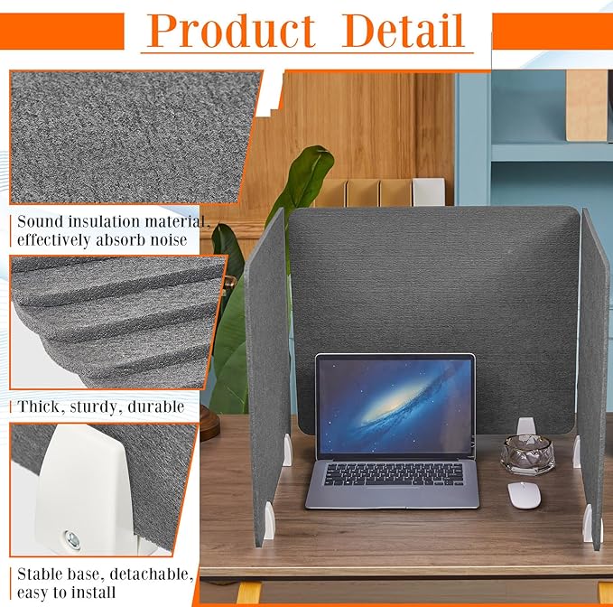 6 Pcs Desk Divider Privacy Panel 20 x 24 Clamp-on Acoustic Freestanding Desktop - Image 4