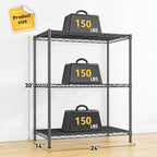 3 Tier Storage Shelves Metal Shelving Unit, Adjustable Wire Rack Pantry Kitchen - Image 3