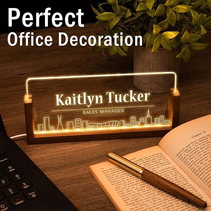 Desk Name Plate Personalized, Custom Office Light Up Name Plate - Image 3