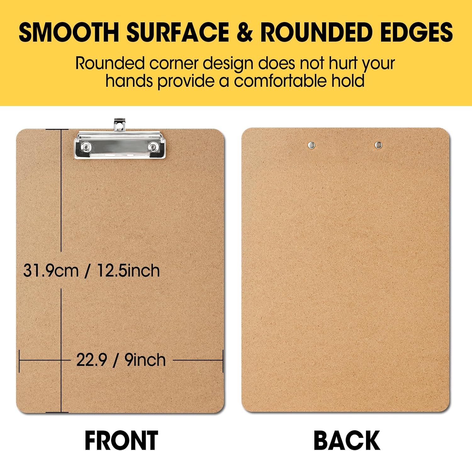 24 Pack Clipboards Bulk, Clip Boards 8.5x11 Standard Letter Size, Clipboards for Classroom, Wooden Clipboard, Hardboard Office Clipboard, Classroom Supplies