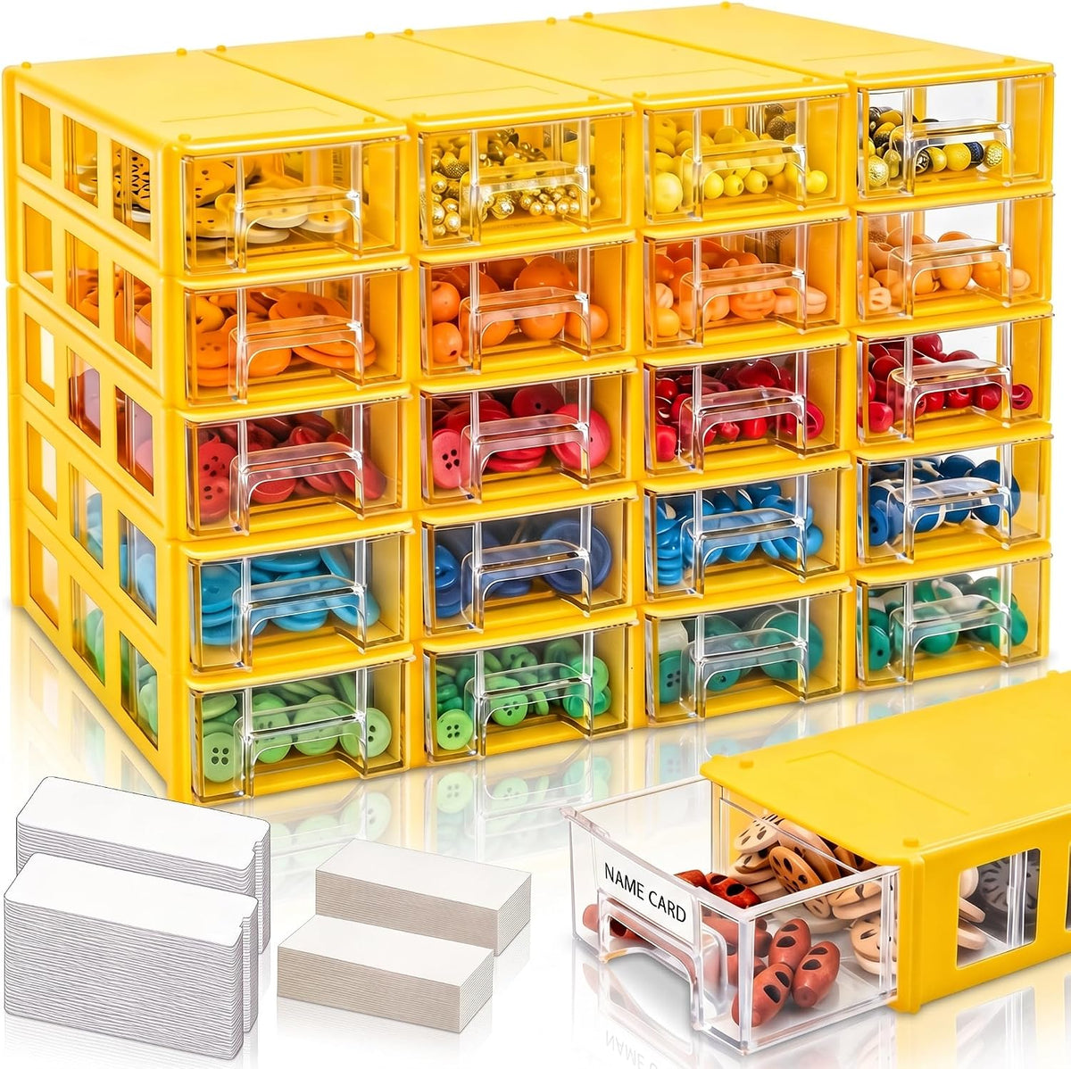 Goaste 20 Pack Drawer Stacking Storage Cabinet, Plastic Desktop Drawer Closet...