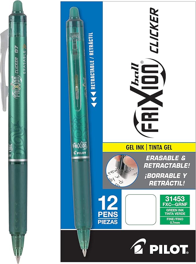 Pilot FriXion Clicker Erasable Gel Pens, Fine Point, Smooth Writing Pens by PilotCorporationofAmerica