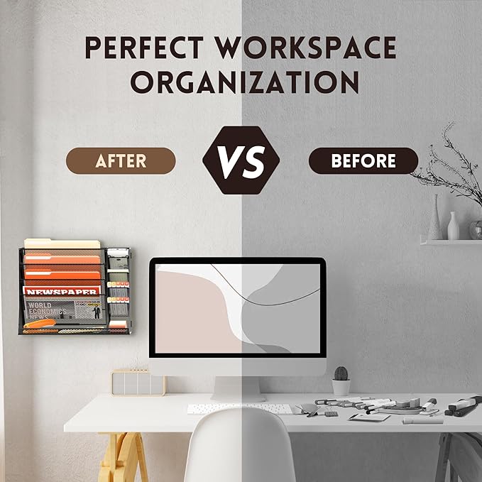 SUPEASY Wall File Organizer, 5-Tier office wall organizer - Image 6