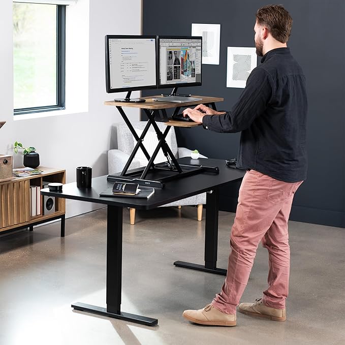 VIVO 36 inch Desk Converter, K Series, Height Adjustable Sit to Stand Riser - Image 9