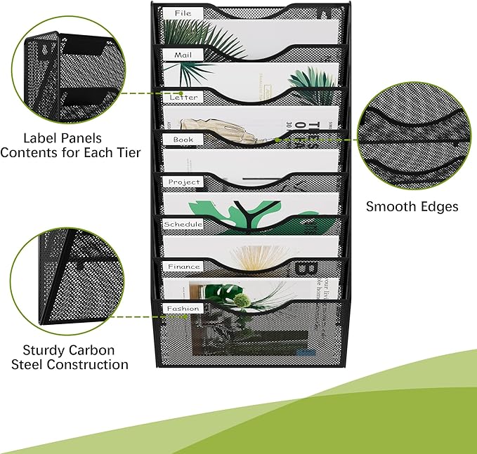 EasyPAG 8 Pocket Mesh Wall File Organizer, Hanging Paper Folder Holder - Image 3