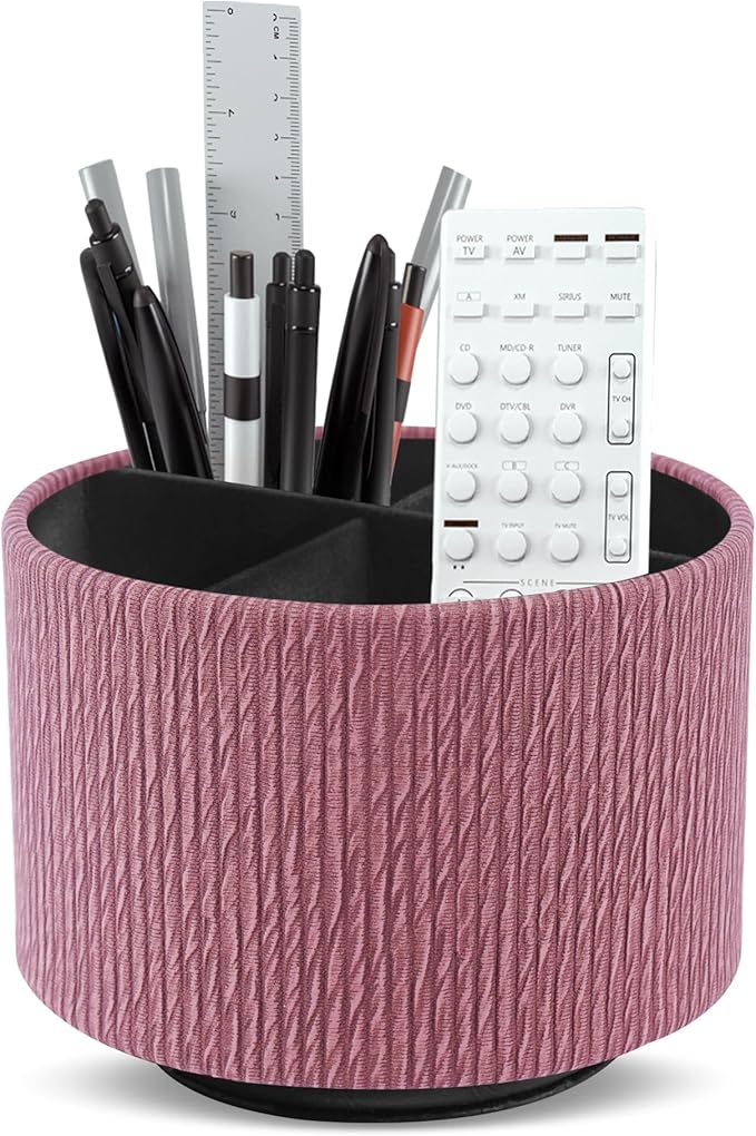 Hennaja Round Leather Art Supply Organizer, Remote Control Holder, 360 Degree by Hennaja