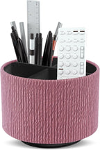 Hennaja Round Leather Art Supply Organizer, Remote Control Holder, 360 Degree by Hennaja