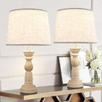 GO&SO Set of 2 Large Oatmeal Linen Drum Lamp Shade - Image 7