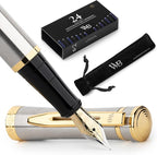 Wordsworth & Black Fountain Pen Set, 18K Gilded Extra Fine Nib, Includes 24 by WordsworthBlack