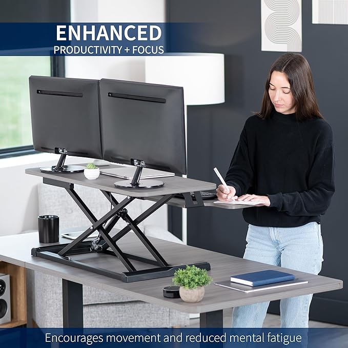VIVO 36 inch Desk Converter, K Series, Height Adjustable Sit to Stand Riser - Image 4