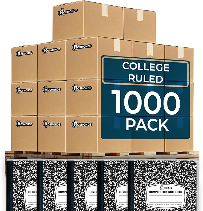 Rosmonde 1000 Pack Composition Notebooks Bulk, College Ruled, Pallet of by Rosmonde
