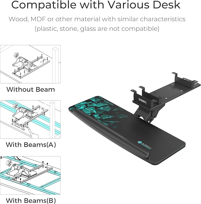 EUREKA ERGONOMIC Height Adjustable Mouse & Keyboard Tray Under Desk, 28x10'' - Image 8