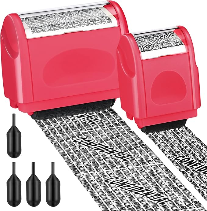 Nezyo 2 Pack Identity Protection Roller Stamp Identity Theft, Confidential by Nezyo