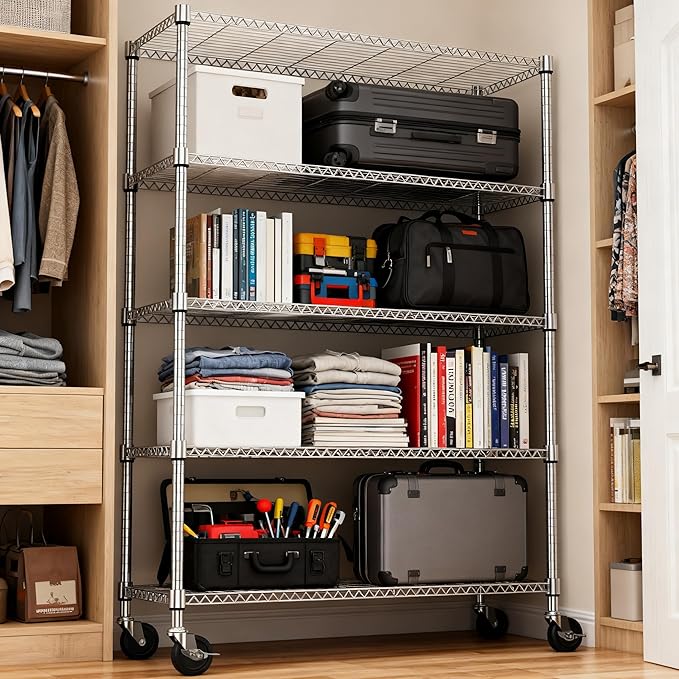 M MZG 5 Tiers Shelf 1750 lbs Steel Storage Shelving Utility Shelving Unit Steel - Image 7
