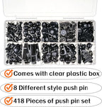 418 Pcs Push Pins Set, 8 Types Black Thumb Tacks - Image 2