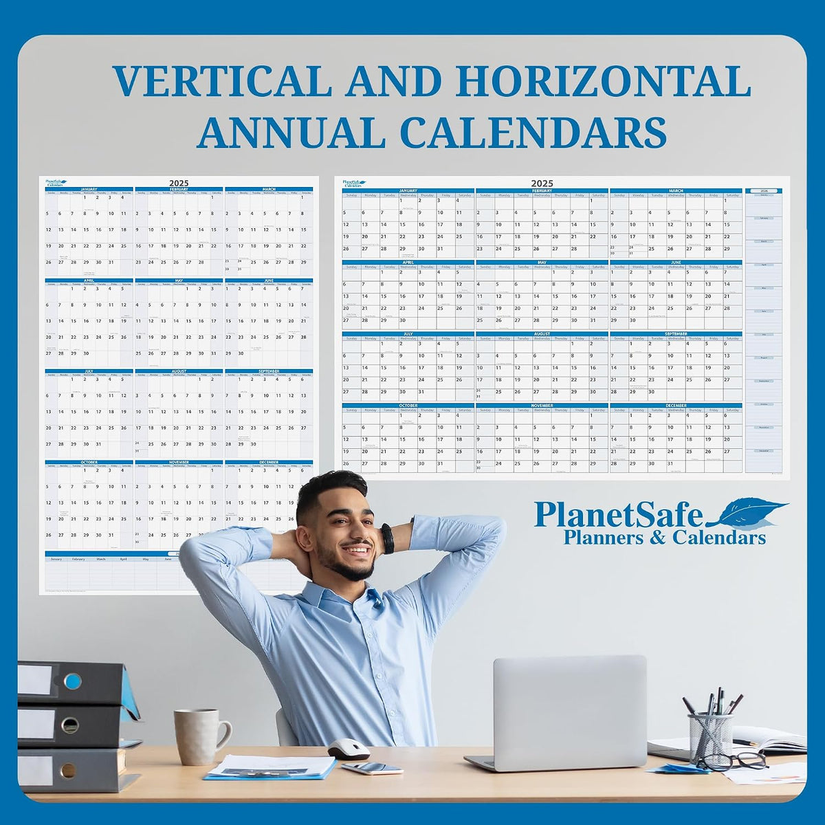 2027 Horizontal Dry-Erasable Wall Calendar 32" x 48" with next year...