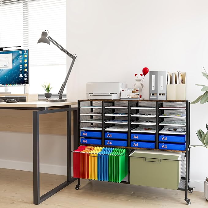 EasyPAG Rolling File Cart with 24 Slot Mail Organizer, Under Desk Storage with - Image 2