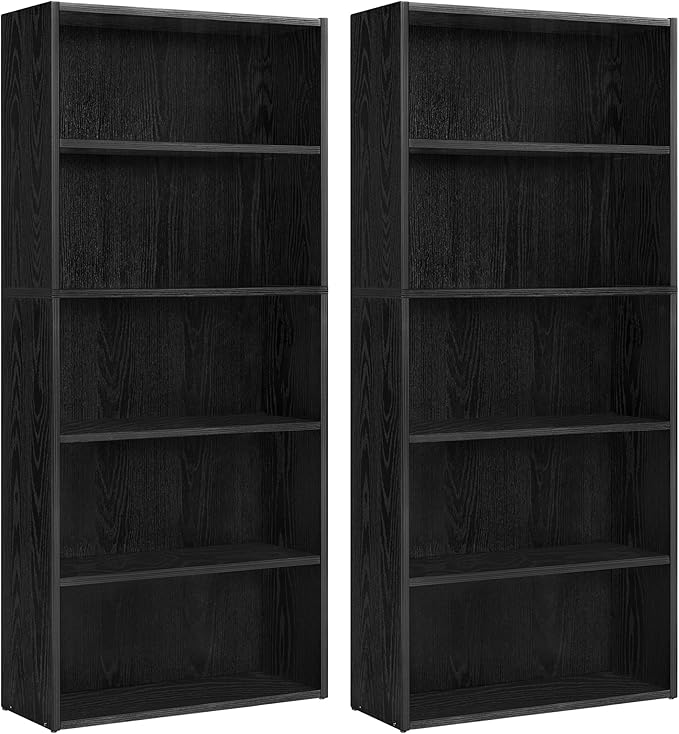 VASAGLE Set of 2 Bookshelves, 23.6 Inches Wide, 5-Tier Open Bookcases by VASAGLEbySONGMICSHOME