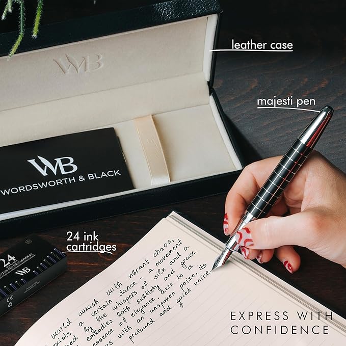 Wordsworth & Black Majesti Fountain Pen-, Luxury Case, Chrome Finish; Fine Nib- - Image 3