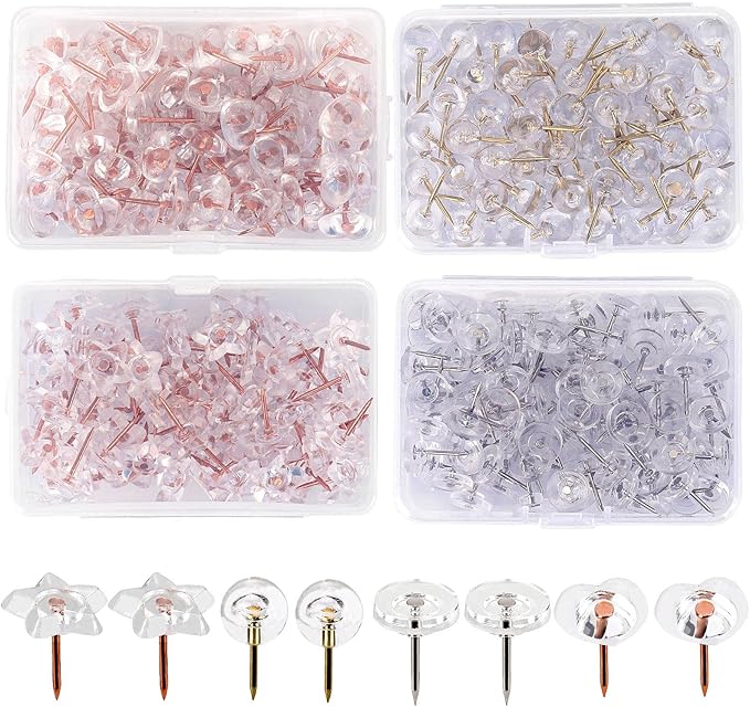 400Pcs Clear Push Pins 4 Types Thumb Tacks by acDesign