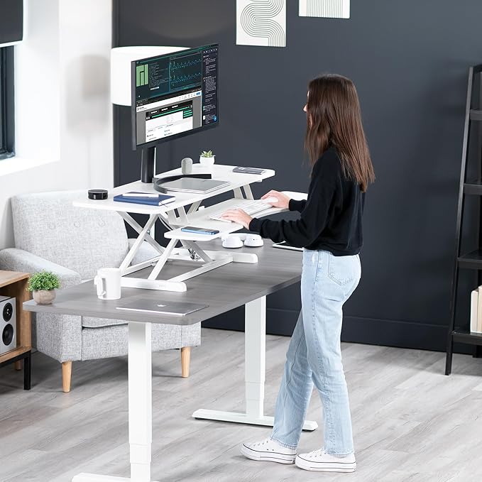 VIVO 42 inch Desk Converter, K Series, Height Adjustable Sit to Stand Riser - Image 9