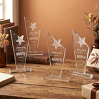6 Pcs Employee of The Month Plaque Trophy, Employee Appreciation Awards for Coworker, Retirement Goodbye Farewell Gift, Reward Sign Keepsake for Women & Men, Clear