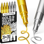 ARTISTRO 6 Acrylic Gold & Silver Paint Pens by ARTISTRO