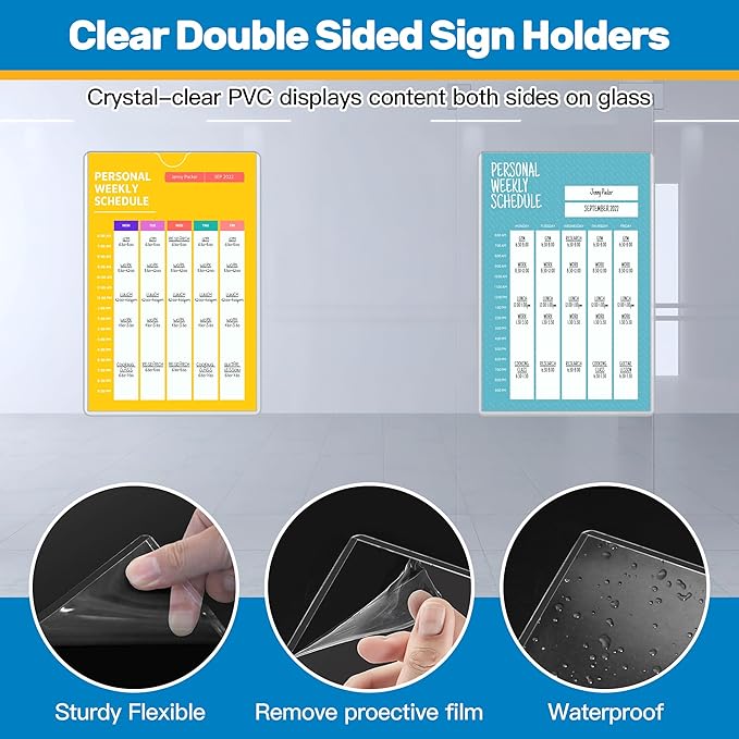 Magnetic Sign Holder 11 x 17 Adhesive Frame 5 Pack, Rigid Plastic Document - Image 6