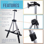 U.S. Art Supply 66" Silver Metal Tripod Easel Display - Image 3