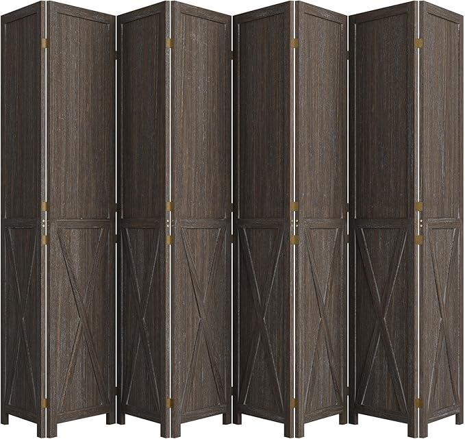Cozy Castle Wood Room Divider, 8 Panels Folding Privacy Screen, 66.9'' Wall - Image 8