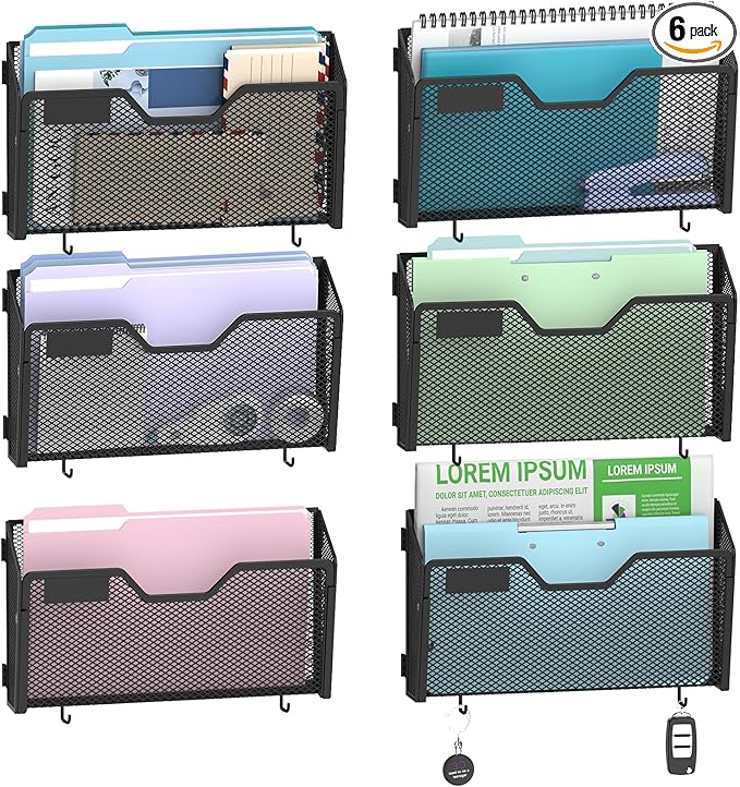 SUPEASY 6 Single Mail Organizer Wall Mounted, Wall File Organizer, Hanging File by SUPEASY