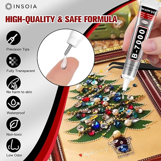 B7000 Rhinestone Glue Clear 16 PCS 15ml – Strong Transparent No Trace Jewelry - Image 3