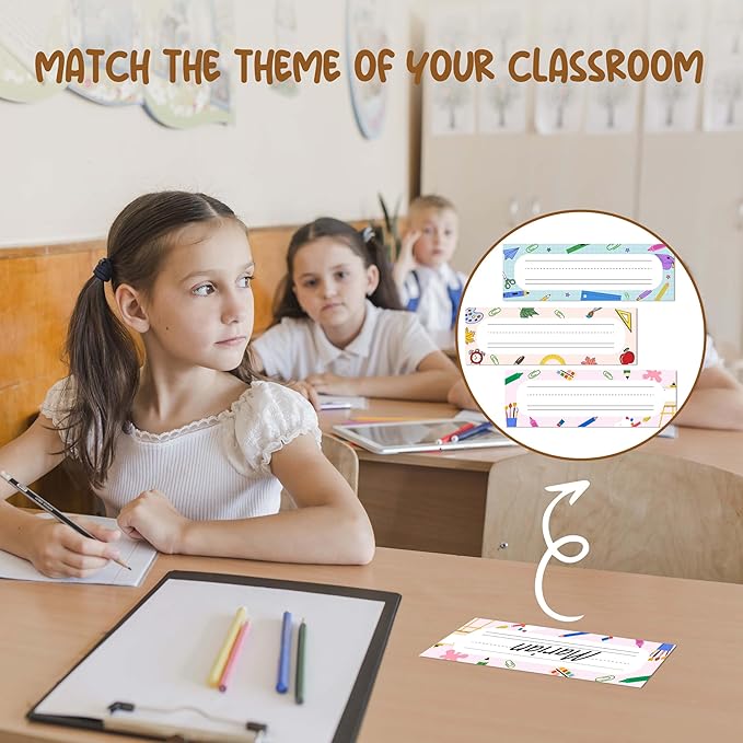 Name Tags for Classroom Cubbies, 30 Colorful Name Plates for Desks, Back to - Image 5