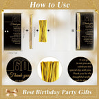 Feifeiya 100 Set 60th Birthday Favors with Black Gold Pens Cards | Birthday Souvenirs for Guests, Black and Gold Pens with Paper Thank You Cards for Men, Women and Wedding Anniversary Party