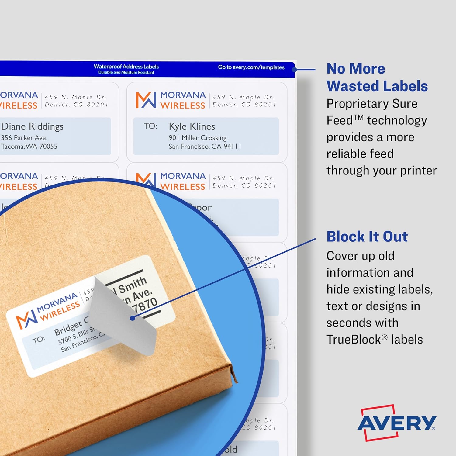 Avery Printable Shipping Labels with Sure Feed, 3.5" x 5", White, 100 Blank Mailing Labels (8168)
