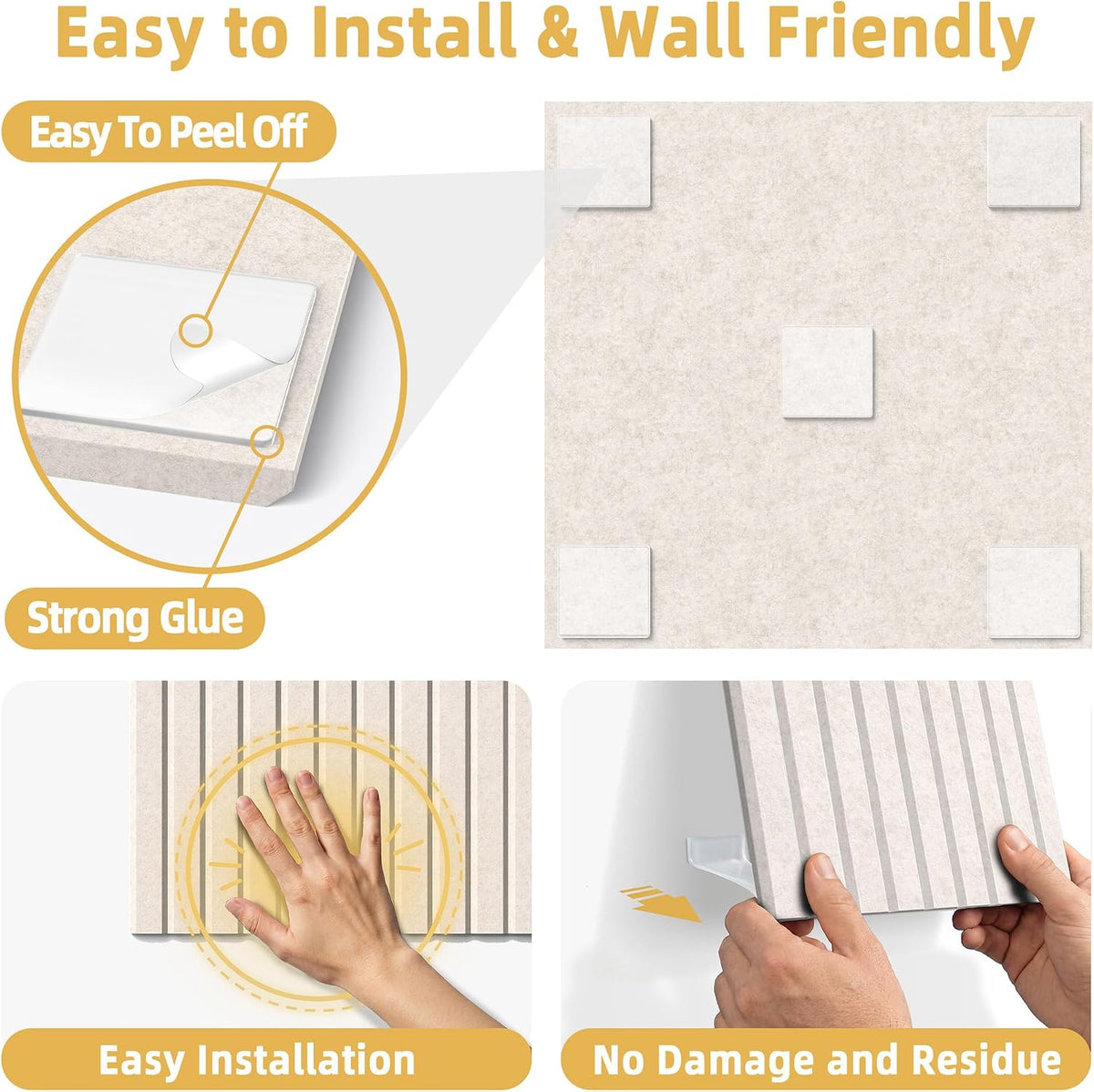 Large Cork Board for Walls Fine-Stripe Bulletin Board with 60 Adhesive Tabs